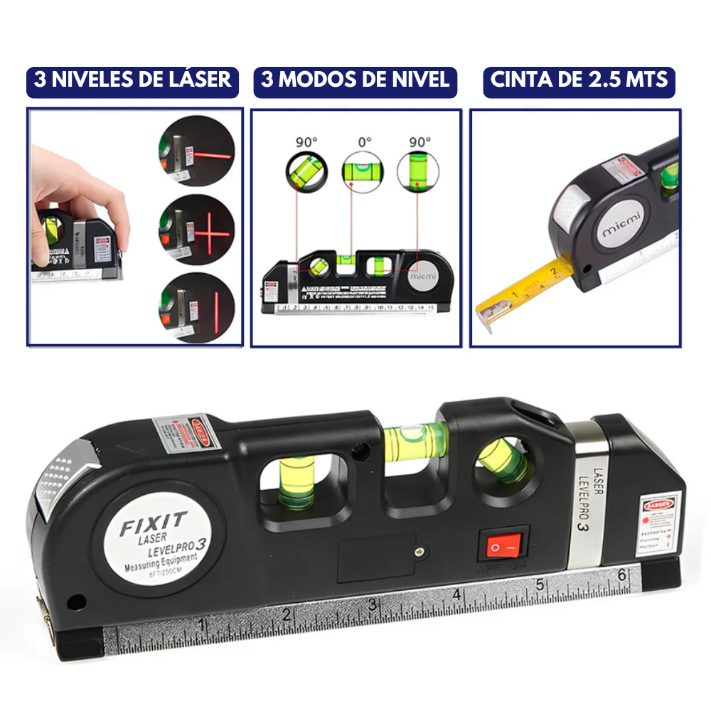 Llave Universal 48 en 1 + Metro Nivel Láser 6 en 1