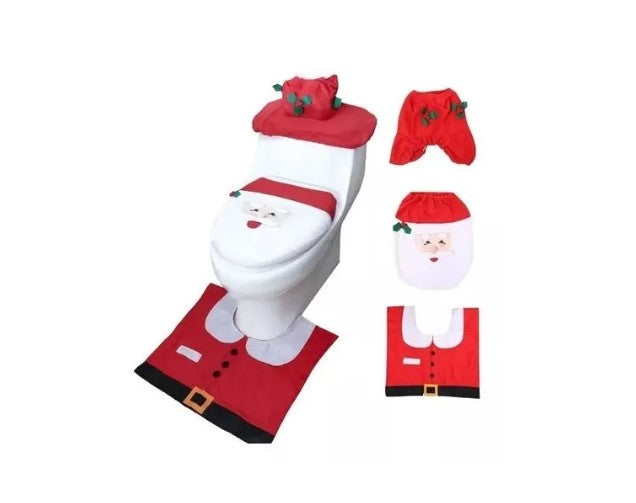 🎄 Pack Navideño de Decoración Baño + 6 Gorros de Viejo Pascuero