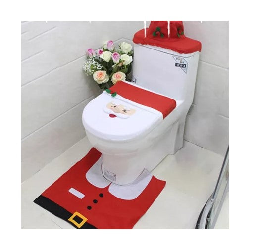 🎄 Pack Navideño de Decoración Baño + 6 Gorros de Viejo Pascuero