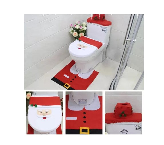 🎄 Pack Navideño de Decoración Baño + 6 Gorros de Viejo Pascuero