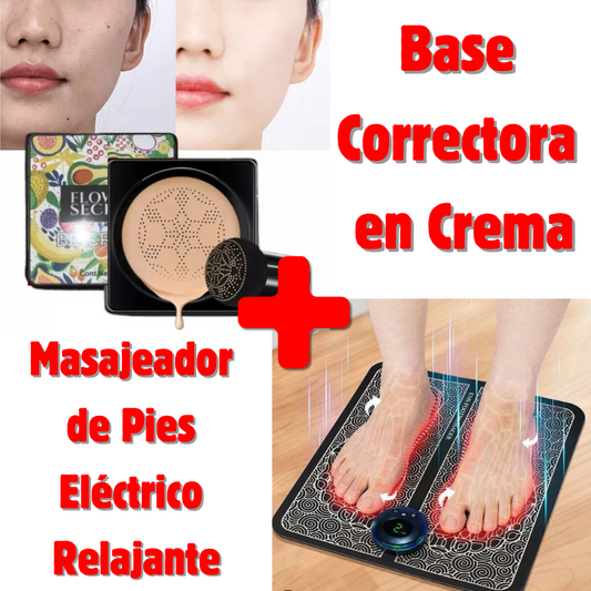 Base Correctora en Crema + Masajeador de Pies Eléctrico Relajante
