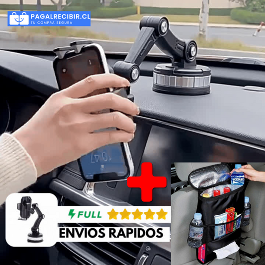Soporte Celular 360° Evita Multas + Organizador Térmico para Auto