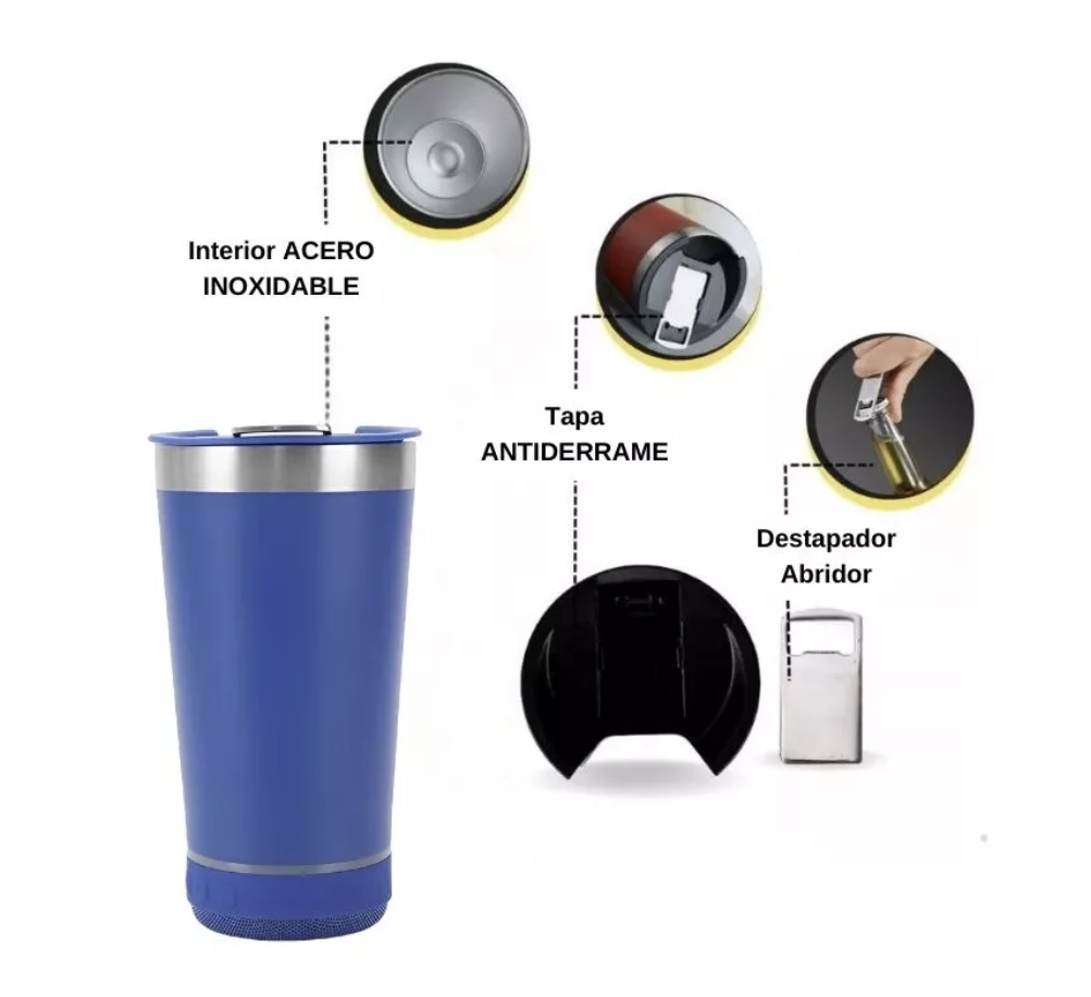 Vaso Térmico con Altavoz Bluetooth