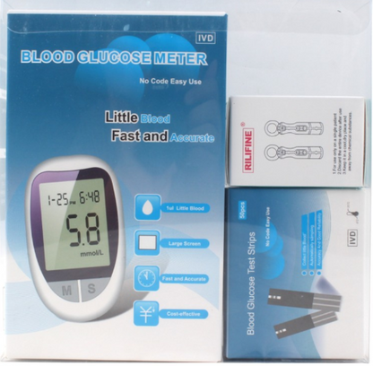 Medidor de Glicemia Digital + 50 Tiras Reactivas + 50 Lancetas